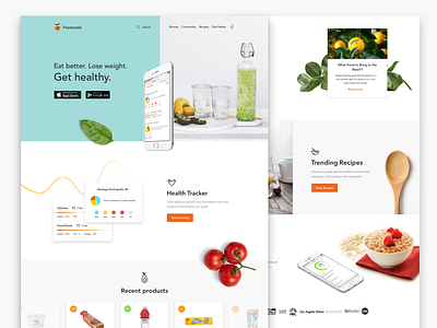 Fooducate redesign app fireart fireart studio fooducate landing page main page redesign ui ux web