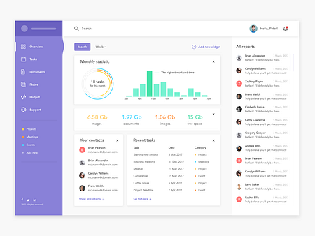 Overview screen by Valeria Rimkevich for Fireart Studio on Dribbble