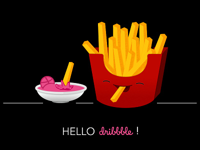 Aloha Dribbble! firstshot food fries happy hello dribbble illustration love