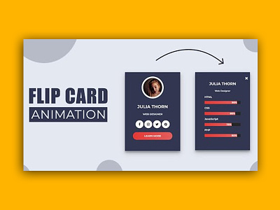 Profile Card With Flip Animation card flip animation css css cards css3 frontend html html5 javascript webdesign