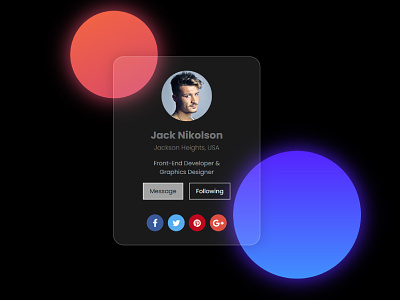 Glassmorphism User Profile Card Design