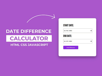 Calculate Date differences using JavaScript css css3 date difference widget divinectorweb frontend html html5 javascript tutorial webdesign