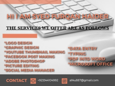 The services we offer are as follows 3d animation branding data entry graphic design logo motion graphics ui