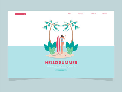 Hallo summer Landing page artwork flat design illustration landing page summer summer time web