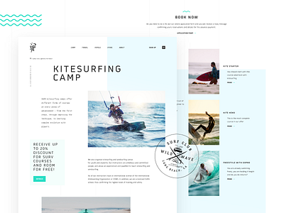 SURV Kitesurfing subpage clean design light longpage offer sport surfing ui water website white