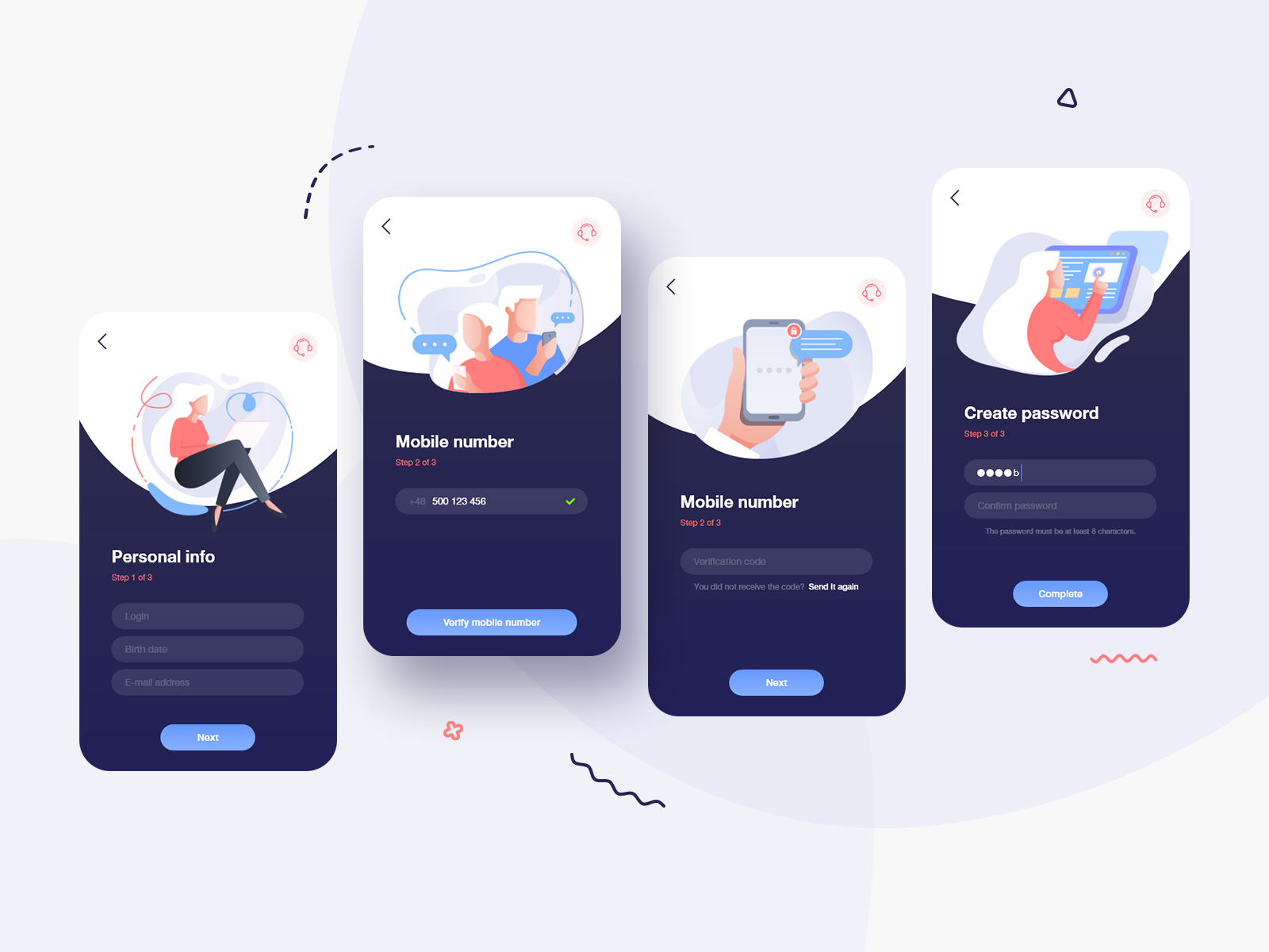 Registration Process + App by Tomasz Klatkiewicz on Dribbble