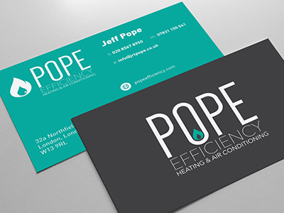 Pope Efficiency Business Card air conditioning branding business card heating pope efficiency