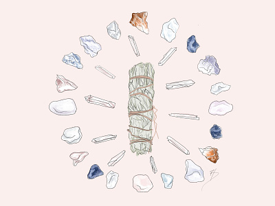 Energy Cleanse | Sage + Crystals design graphic design illustration