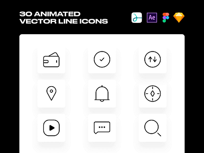 Animated Vector Line Icons after effects animated icons icons lottie lottiefiles premieum vector line