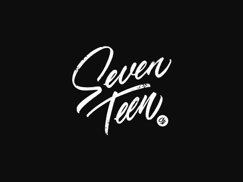 Seventeen after effects animation black lettering logo reveal minimum shapes white