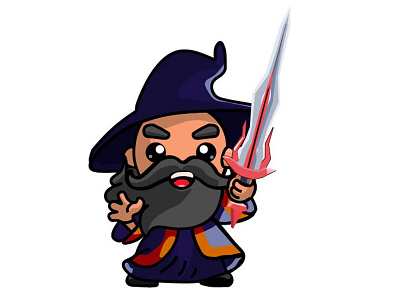 Wizard with sword illustration sword vector wizard