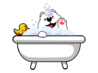 Samoyed in bathtub bathtub design dog illustration samoyed