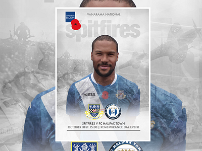 Eastleigh v Halifax Match day poster design football match matchday poppy poster remembrance sport