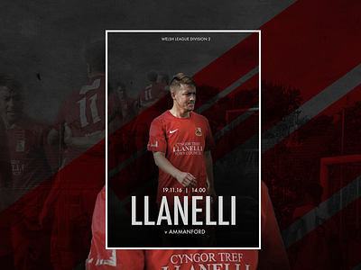 Llanelli Match Day Poster design football matchday poster sport