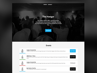 The Hangar Site design event music ui venue