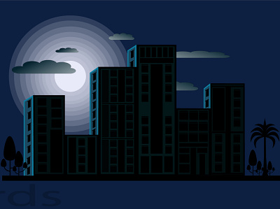 Night Building design illustration