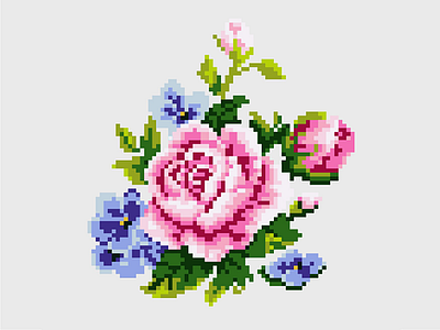 Flower cross stitch flower flower illustration illustration needle point pixel sewn vector
