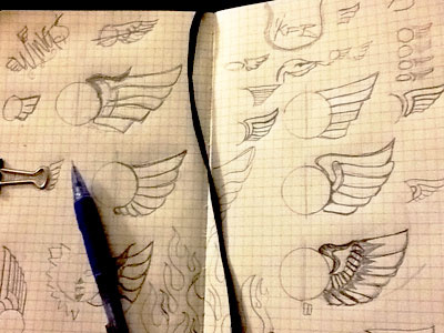 Wing-sketch draft exploration ideation pencil sketchbook wings