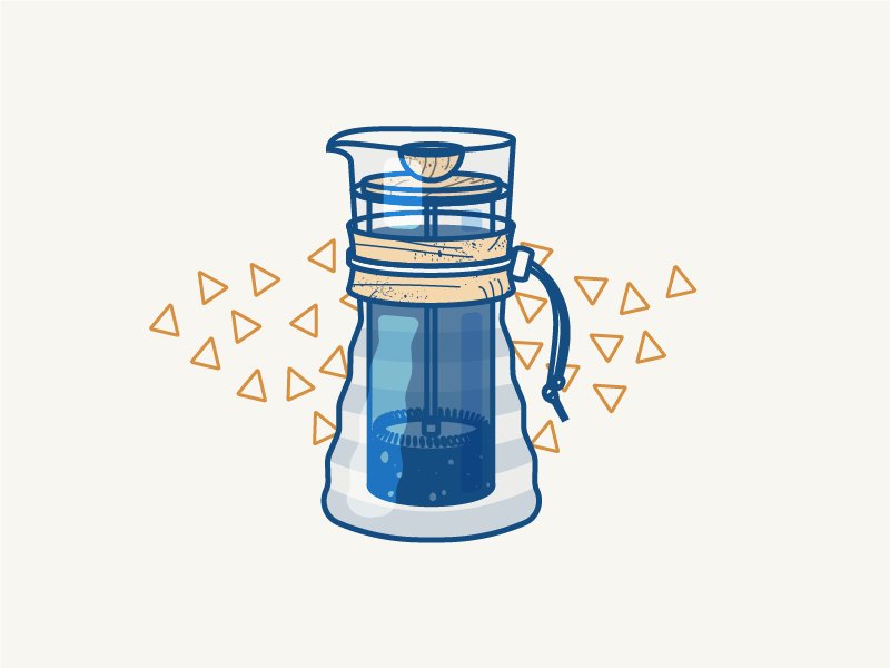 French Press press french wood glass pattern brew illustration vector flat french press hario coffee