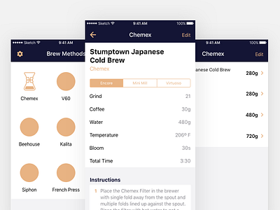 Recipe App app coffee ios mobile ui user interface wip