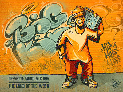 Artwork for Hip Hop Mix cover art graffiti illustration vintage design