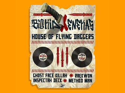 House of flying daggers cover art handstyle illustration vintage design