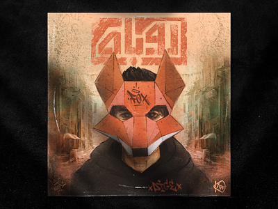 "Fox Mask" cover art digital painting hip hop illustration rap vintage design