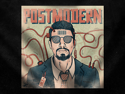 Post modern man cover art digital painting hip hop illustration postmodern rap vintage design