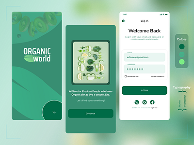 Organic World Food App app branding delivery design e commerce food food app fruits graphic design green lifestyle organic typography ui ux
