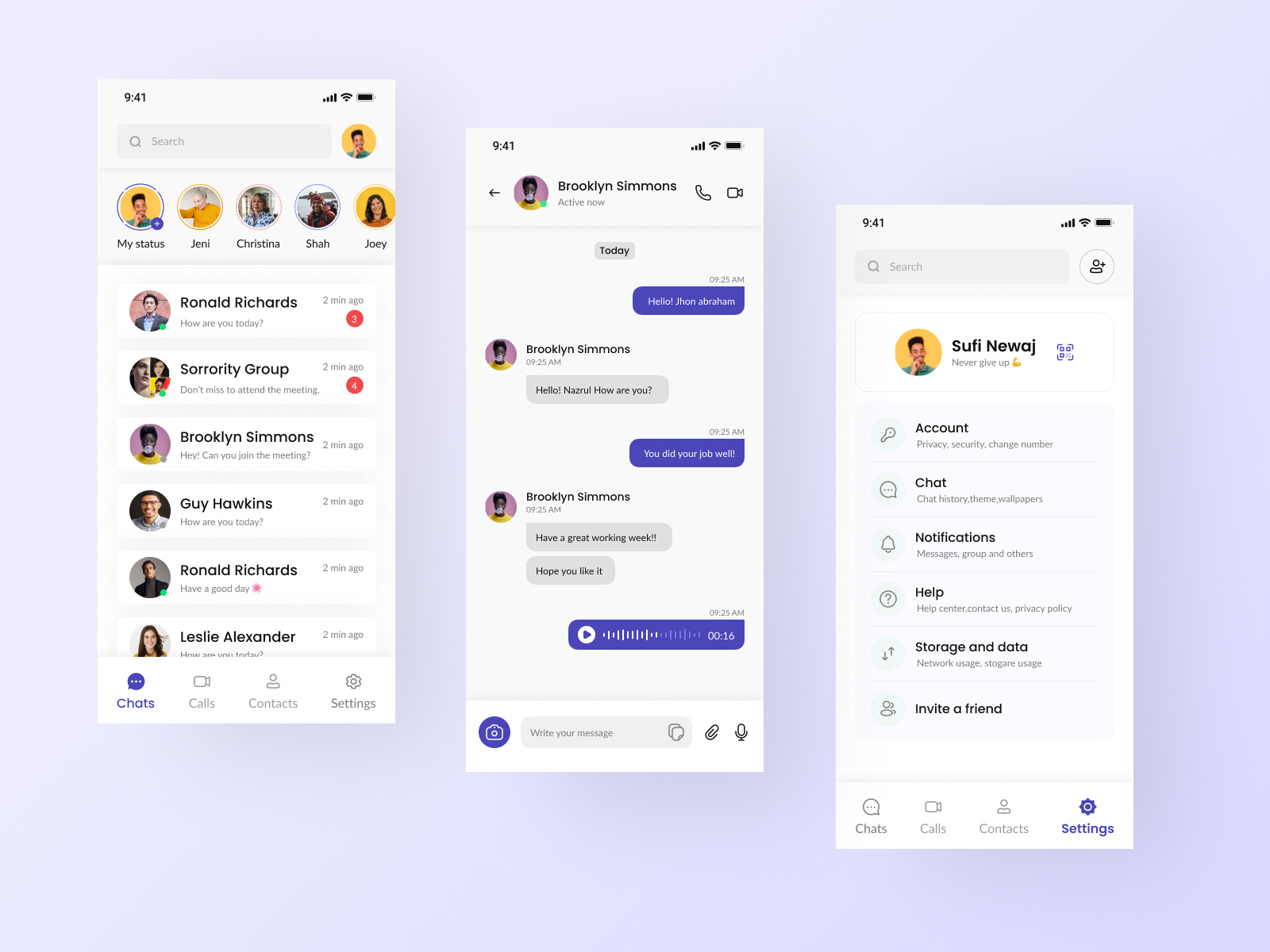 Messenger Mobile App by SUFi on Dribbble