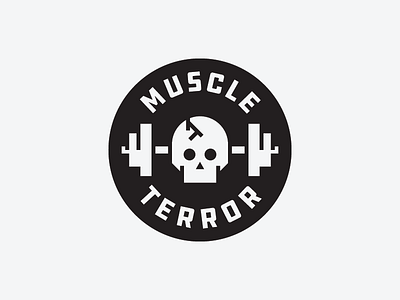 Muscle Terror badge bro clean gym logo muscle simple skull terror typography