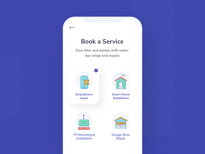 Order Home Services App application design bandaid garage door home icons design illustration mobile phone product repair service tv installation typography ui ux