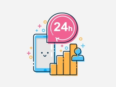 Work 24h 24h cute flat icon icons illustration line linear phone work