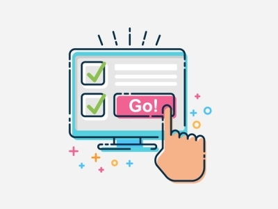 Go! computer cute flat go hand icon icons illustration line linear start work