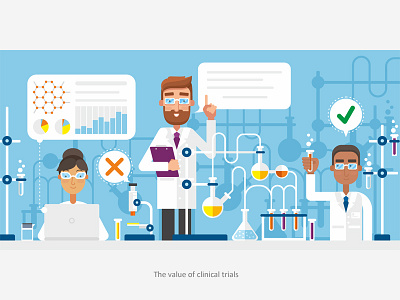 Illustration on the topic of medical research character doctor flat illustration medical research