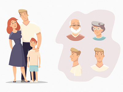 Characters for the video 2d characters family flat graphics illustrations motion video
