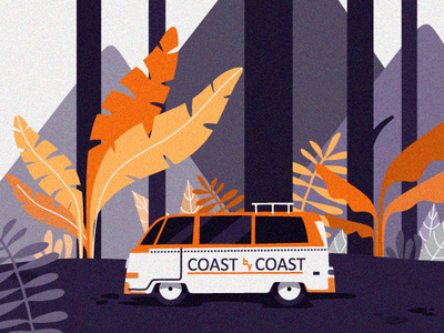 Magical forest 2d car character design flat illustration line ui vector work