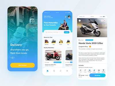 Rent Motorbike App Mobile User Interface