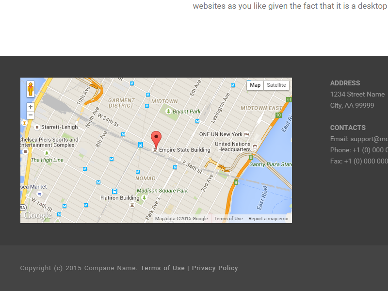 Mobirise v1.8 - New footer block with Google Maps by Mobirise Builder ...