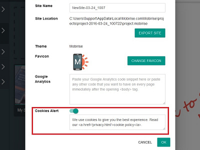Mobirise Website Builder v2.9.10 - 'Cookies Alert' extension bootstrap builder download free friendly html5 jquery mobile software webdesign webdevelopment website