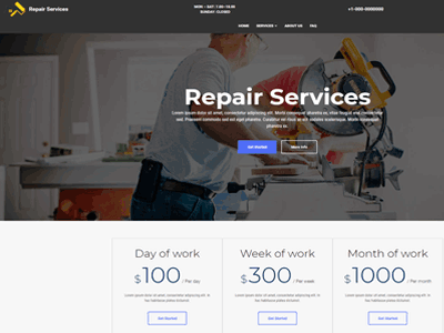 Mobirise AMP JS Repair Services Template | HandymanAMP amp bootstrap css design free html mobile page responsive site web