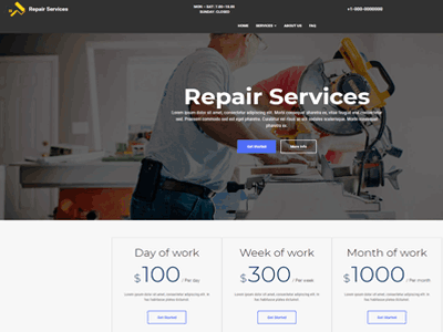Mobirise AMP JS Repair Services Template | HandymanAMP