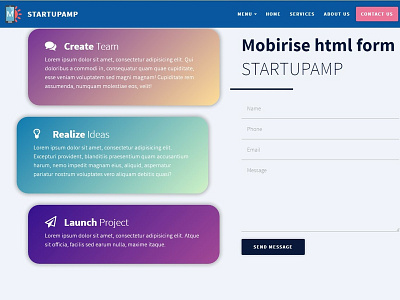 Mobirise html form - STARTUPAMP theme. bootstrap bootstrap 3 html5 htmlcss template templatedesign uxdesign webdesign webdesigner