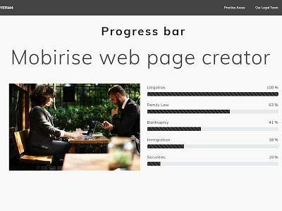 Mobirise web page creator - Progress bar LawyerAMP theme bootstrap bootstrap 4 design free html html5 htmlcss mobile responsive software templatedesign templatemonster web webdesign webdevelopment website website builder