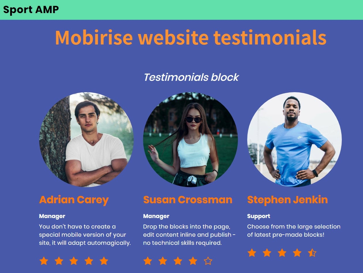 mobirise testimonials page