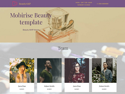 Mobirise Beauty template - Beauty AMP theme