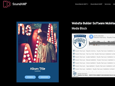 Website Builder Software Mobirise - Media Block of SoundAMP bootstrap builder css design digital download free html5 mobile mobirise responsive software template web webdesign webdevelopment website website builder website creator website maker