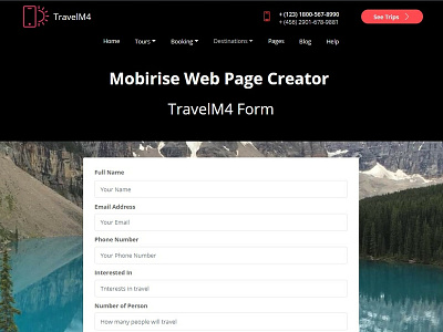 Mobirise Web Page Creator  -  TravelM4 Form