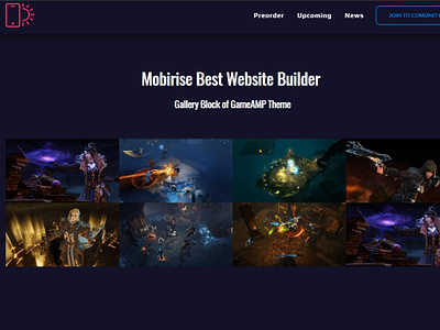 Mobirise Best Website Builder - Gallery Block of GameAMP Theme bootstrap clean css design digital download free html5 mobile mobirise responsive software template web webdesign webdevelopment website website builder website creator website maker