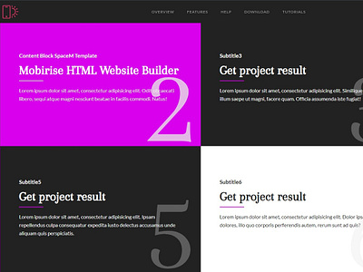 Mobirise HTML Website Builder -  Content Block SpaceM Template